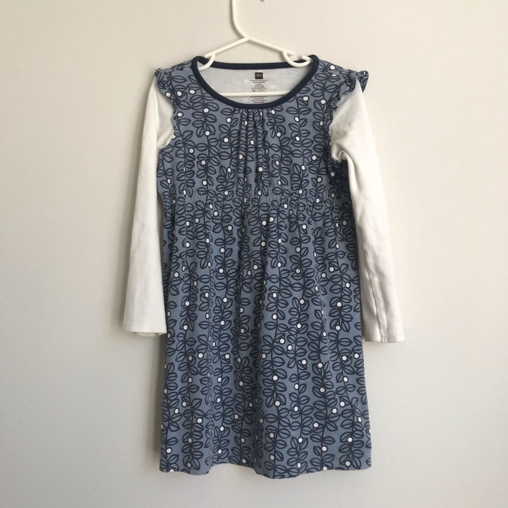 Tea collection blue floral long sleeve dress